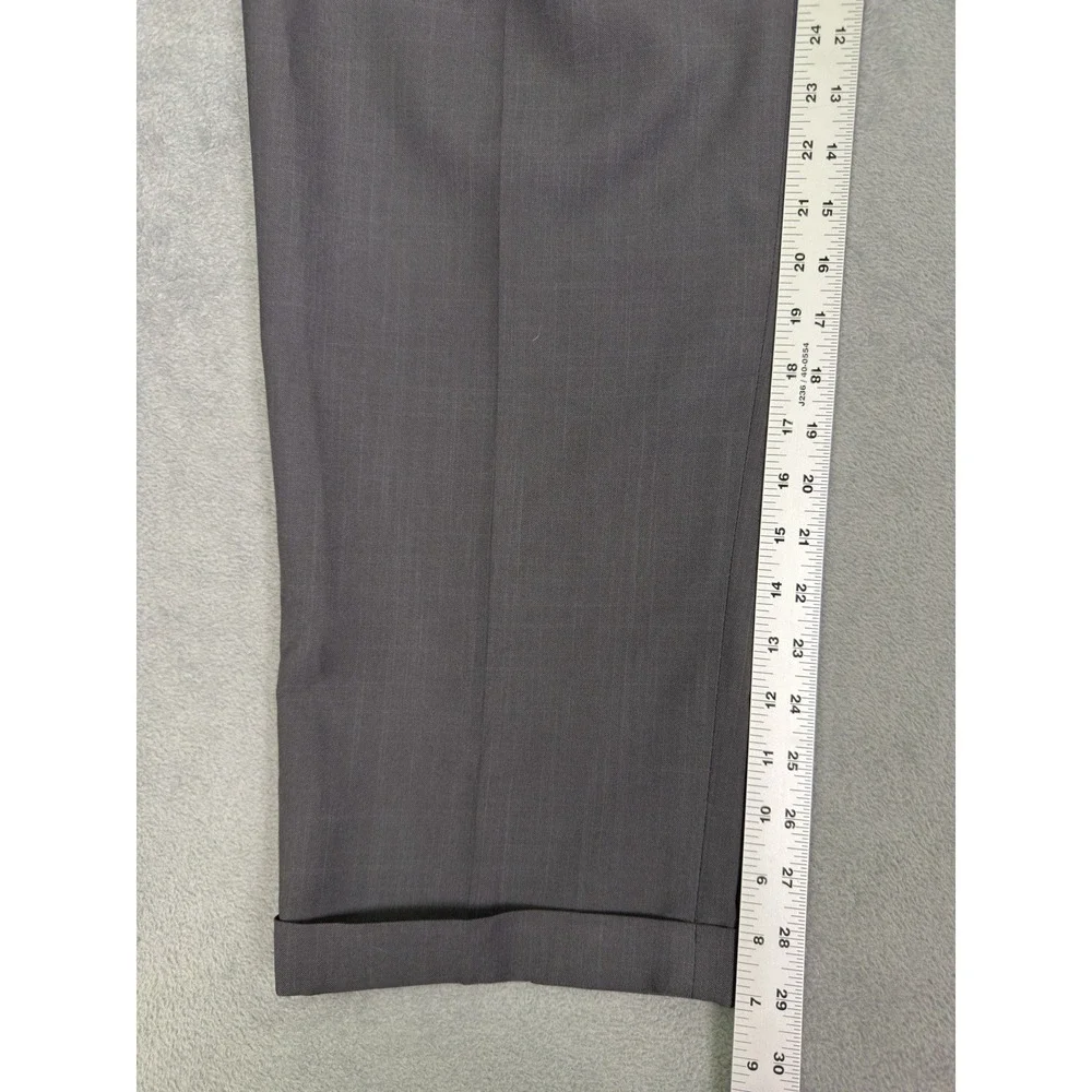Haggar Dress‎ Pants Mens 34x29 Gray Pleated Straight Classic Fit Cuffed Mid Rise